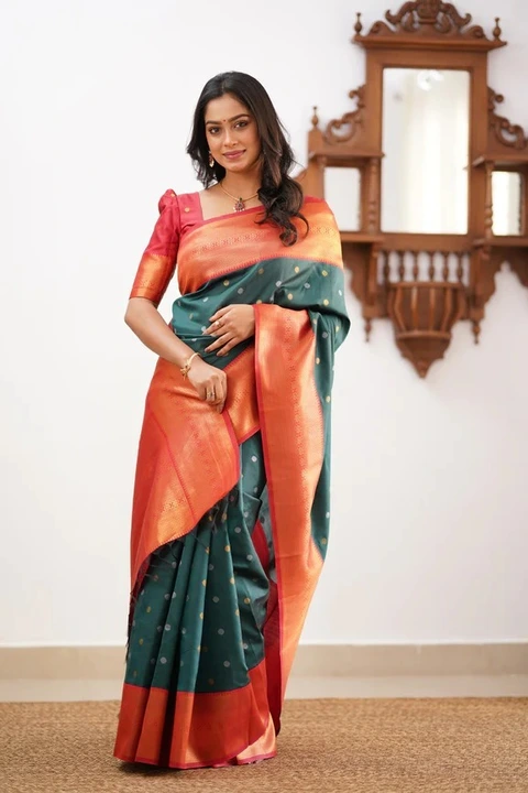 Allover Floral Design With Zari Border Sartin Silk Saree uploaded by DHANANJAY CREATION  on 7/27/2023