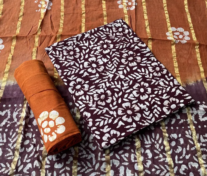 Cotton original hand block batik print unstitched suit  uploaded by Jayshree creation on 7/27/2023