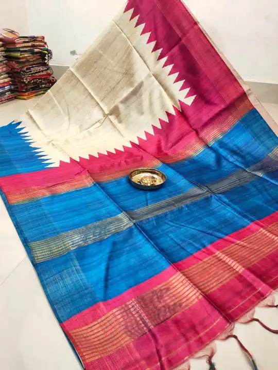 Gicha saree print work and zari border with contrast BP uploaded by Atropos Fasion on 7/27/2023