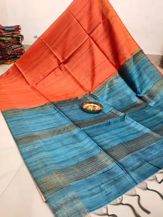 Gicha saree print work and zari border with contrast BP uploaded by Atropos Fasion on 7/27/2023