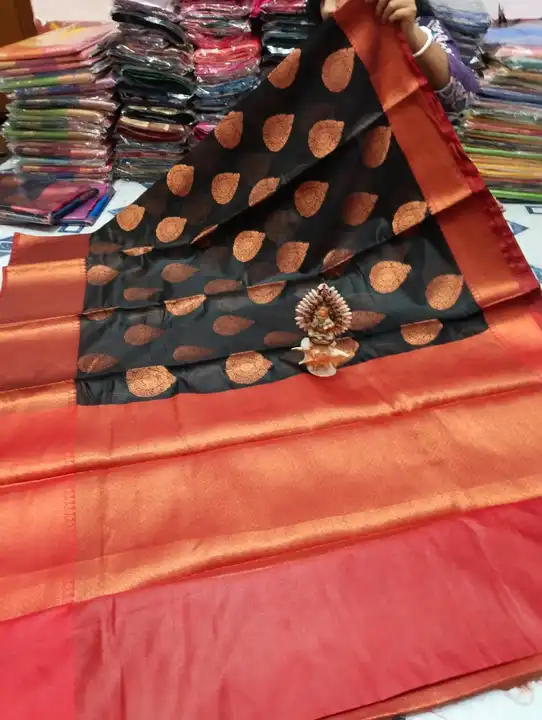 Organza copper zari woven desighner saree with BP uploaded by Atropos Fasion on 7/27/2023