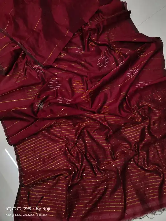 Silk cotton sequence desighner saree with BP uploaded by Atropos Fasion on 7/27/2023