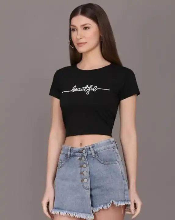 Tops for women tops crop tshirt cotton t-shirt trending top embroidery tops  uploaded by business on 7/27/2023