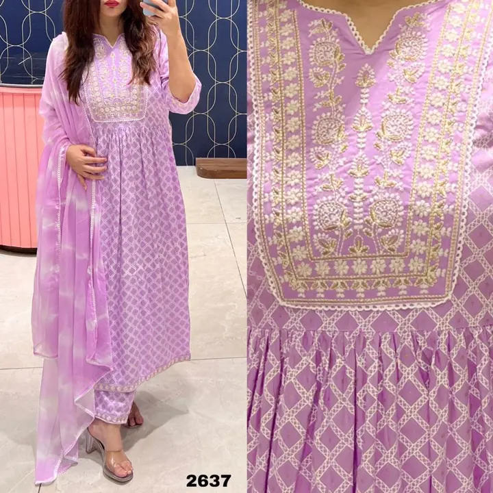 Nyara cut 3pic sut shipon Fabric uploaded by Deepika Designer Saree on 7/27/2023