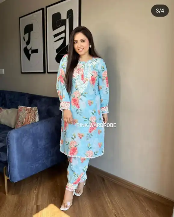 2 pcs kurti with pant  uploaded by Rohit creation on 7/27/2023