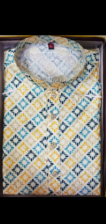 Embroidary 3d print kurta pyjama set for mens. Premium quality uploaded by Shree gurudev collection / 9806507567 on 7/27/2023