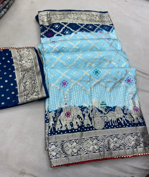 💥Super new design launch saree💥
 special saree 
👉👉pure Russian  Dola  faag   design silk fabric uploaded by Gotapatti manufacturer on 7/28/2023