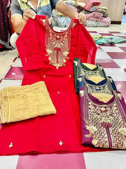 Chanderi Kurti with dupatta c uploaded by business on 7/28/2023