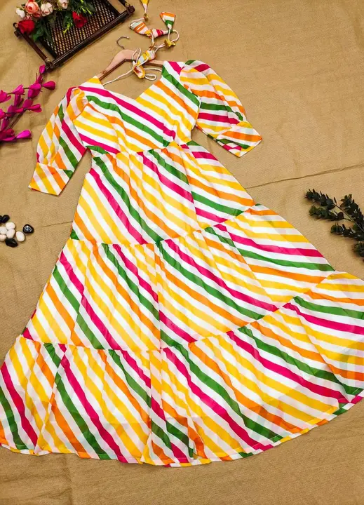 Sukhkarta Clothing Rainbow Georgette Gown  uploaded by Sukhkrta clothing  on 7/28/2023