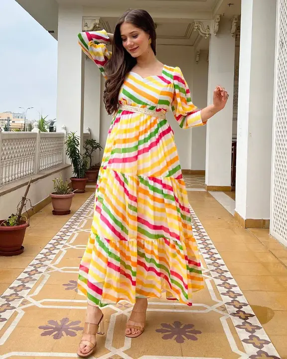 Sukhkarta Clothing Rainbow Georgette Gown  uploaded by Sukhkrta clothing  on 7/28/2023