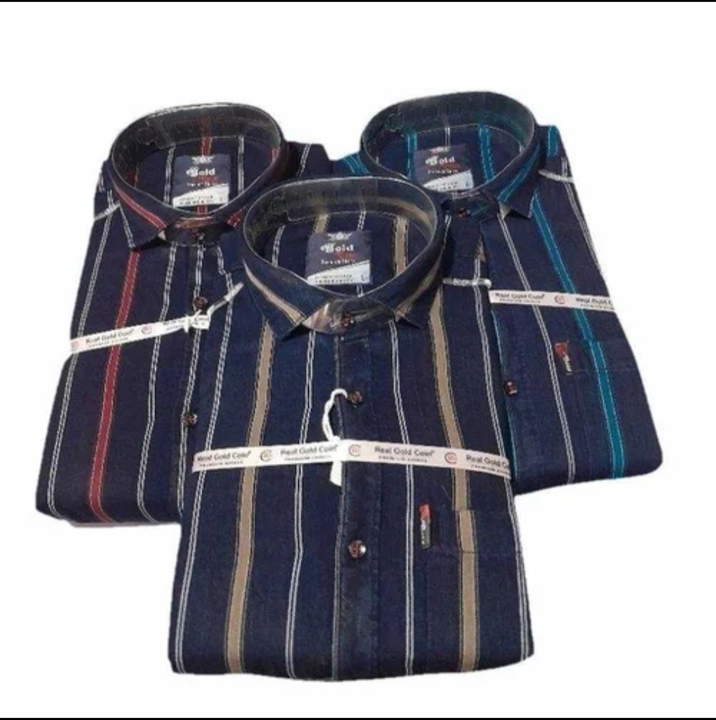 Men Dark Blue pata shirt uploaded by Bhawani garments on 7/28/2023