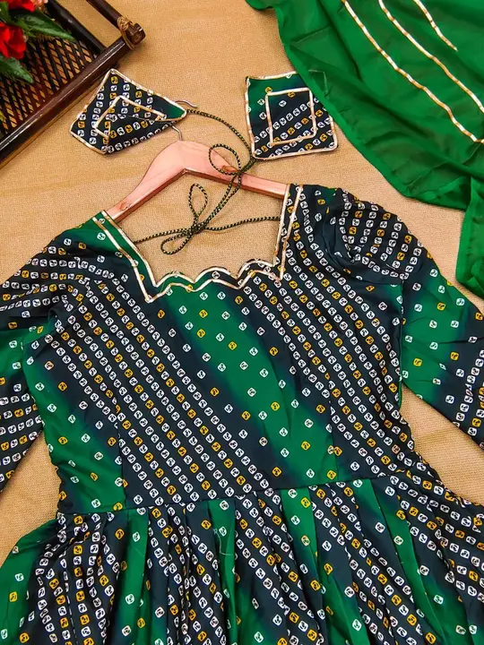 Sukhkarta Clothing Green Bandhani Rayon Gown  uploaded by Sukhkrta clothing  on 7/28/2023