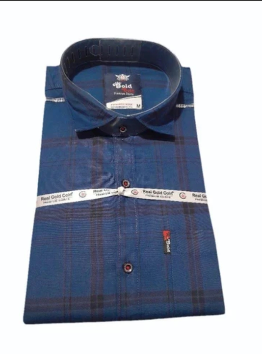 Men Navy Blue cotton check shirt  uploaded by business on 7/28/2023