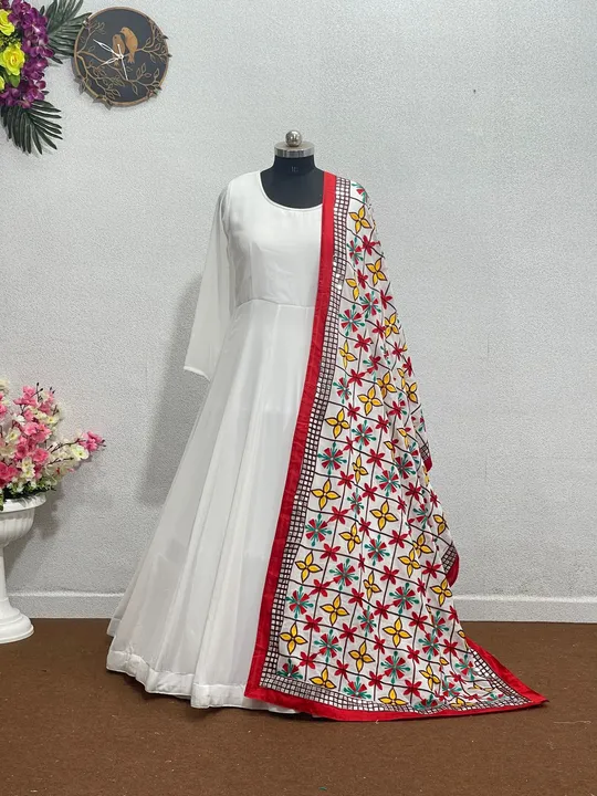 NEW DESIGNER  *NAVRATRI SPECIAL* HEAVY GEORGETTE GOWN , WITH FANCY 9MM CHINE SEQUENCES WORK DUPATTA* uploaded by Shreeji fashion on 7/28/2023