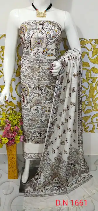 Pure Bhagalpuri Katan Slub Beautiful Madhubani Print Dress Material  uploaded by business on 7/28/2023