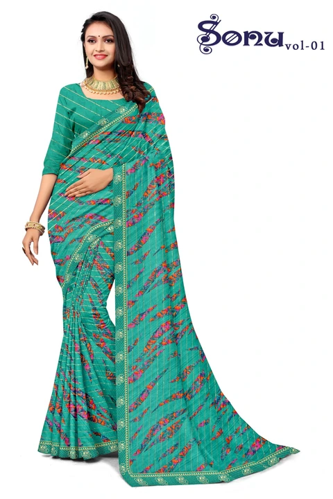 Printed lace work saree with blouse  uploaded by Kamya Sarees on 7/28/2023