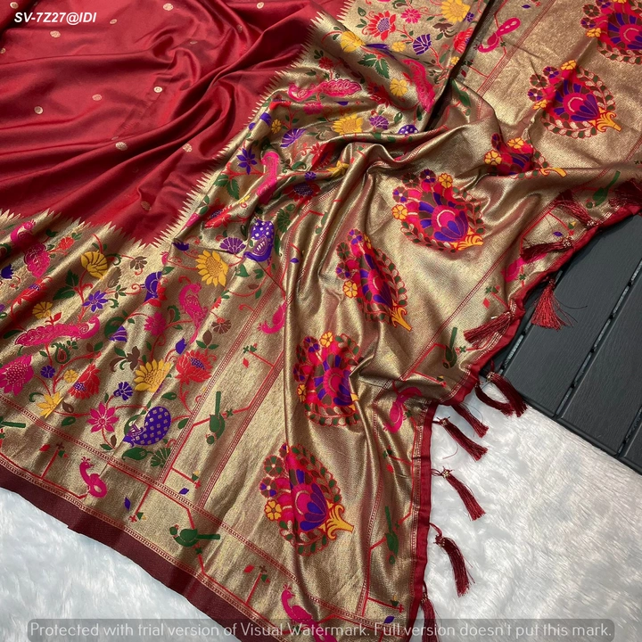 Pure soft Kanchipuram paithani silk uploaded by Suyukti Creation on 7/28/2023