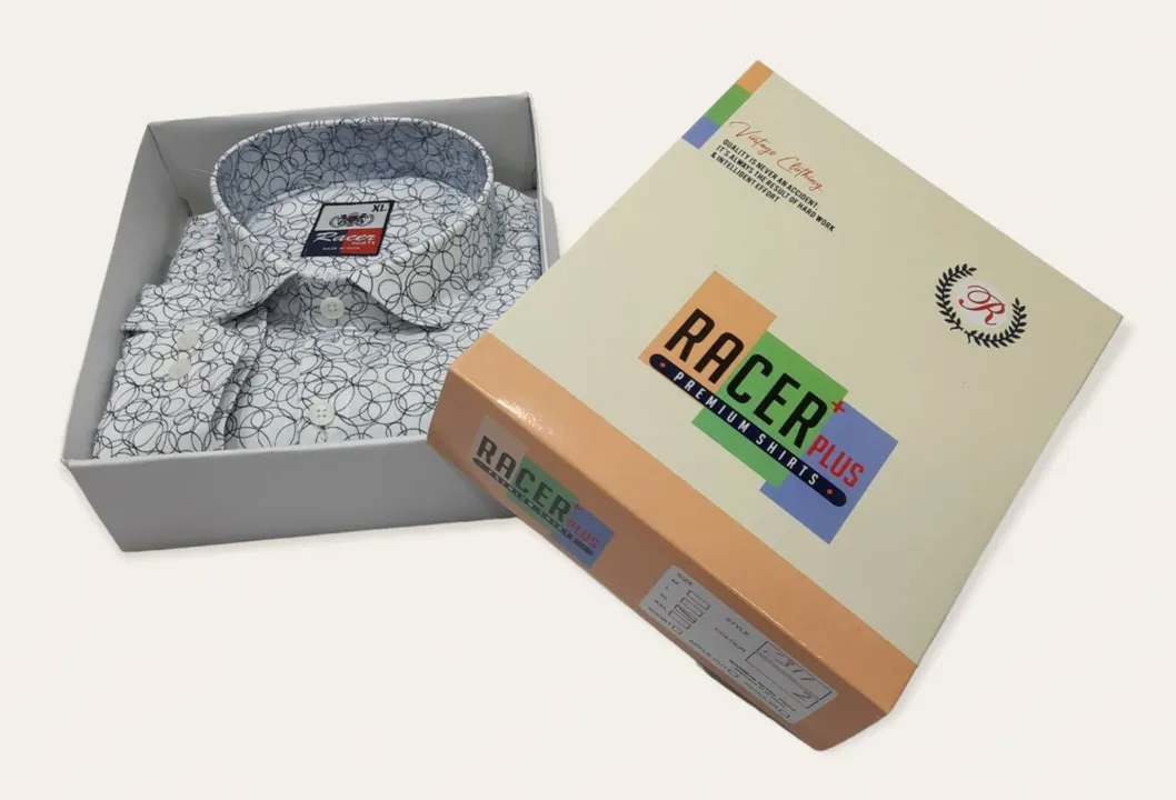 🏁🏁RACER PLUS🏁🏁(SUB BRAND OF 1KKA) EXCLUSIVE PRINTED BOX PACK SHIRTS FOR MEN uploaded by Kushal Jeans, Indore on 7/28/2023