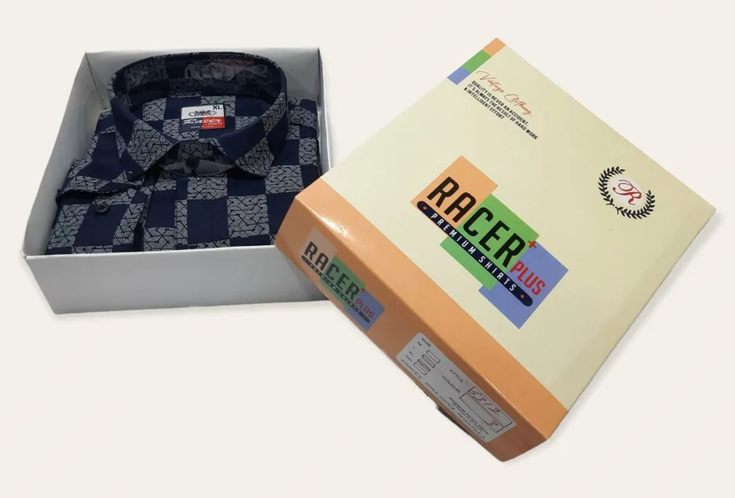 🏁🏁RACER PLUS🏁🏁(SUB BRAND OF 1KKA) EXCLUSIVE PRINTED BOX PACK SHIRTS FOR MEN uploaded by Kushal Jeans, Indore on 7/28/2023