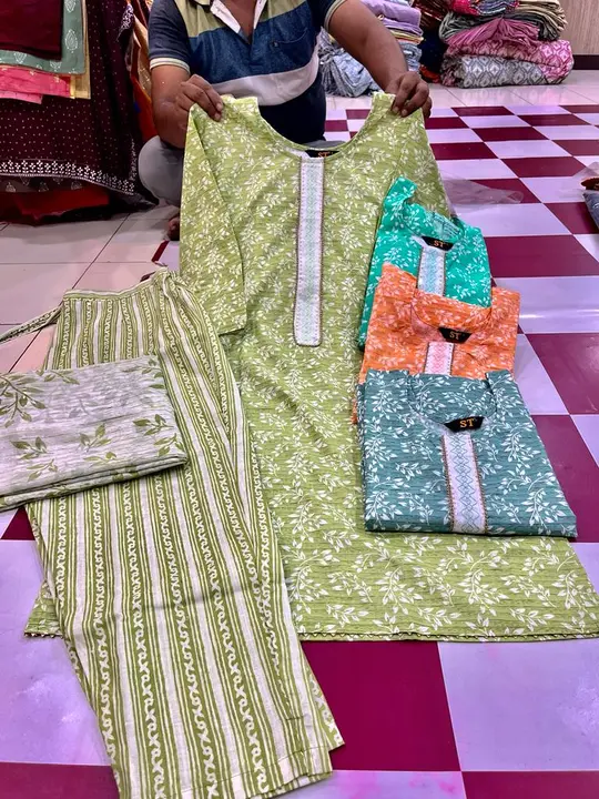 Cotton kurti with pant and dupatta uploaded by PR TRADERS on 7/28/2023
