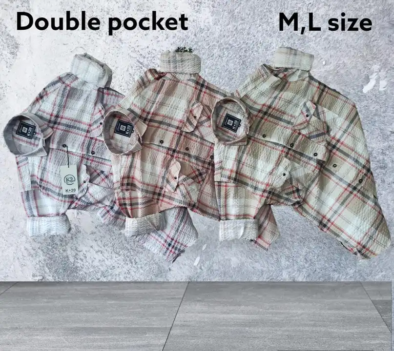 Mens checks double pocket shirts uploaded by Hasmukh creation on 7/28/2023