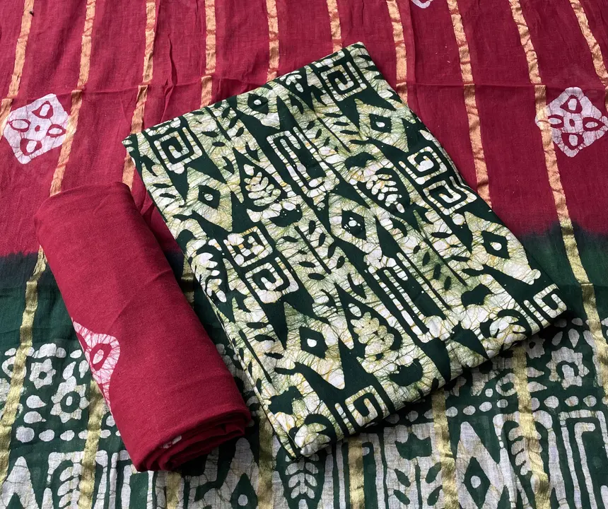 Hand block batik print unstitched suit  uploaded by Jayshree creation on 7/28/2023