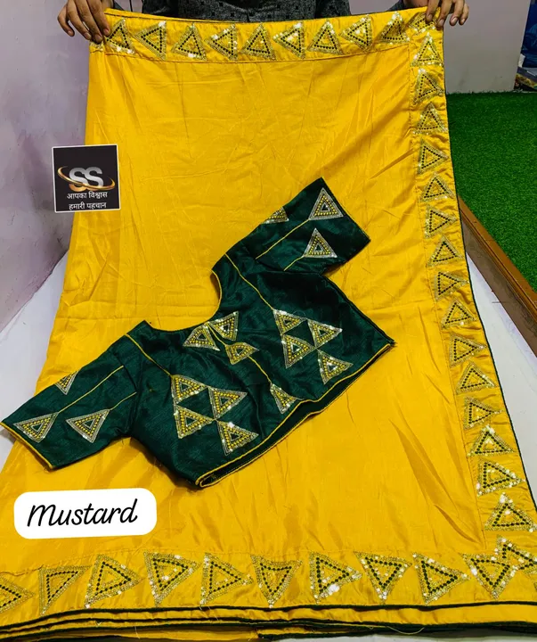 🎊  Beautiful Saree with Sobor thread n sequence work border and fancy stitched work blouse at offer uploaded by Marwadi Businessmen on 7/28/2023