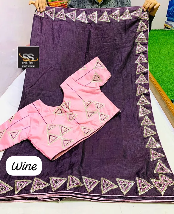 🎊  Beautiful Saree with Sobor thread n sequence work border and fancy stitched work blouse at offer uploaded by Marwadi Businessmen on 7/28/2023