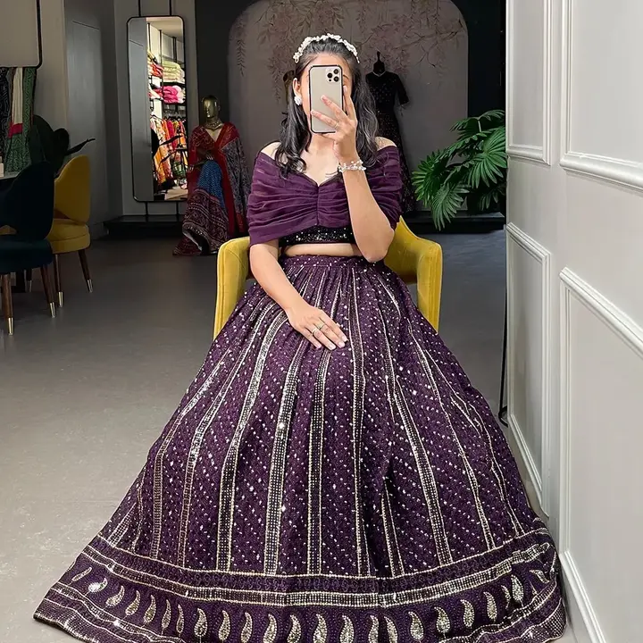 Post image 🌷*Co-ord set*🌷M.F

For an absolutely stunning look , from your hand on pretty collection of this gorgeous party wear look for you to exclusive.🥰

*Lehenga(Stitched)*
Lehenga Fabric : Georgette 
Lehenga Work : Sequins and Embroidery Thread Work
Waist : Supported up to 42
Stitching : Stitched With Canvas and Can Can
Lehenga closer: Drawstring With Zip
Length : 41
Flair : 3.40 Meter
Inner : Micro Cotton 

*Blouse (Stitched)*
Blouse Fabric : Georgette 
Blouse Work : Hand Work
Blouse Size : Fully Stitched Size is 38 there Extra Margin So Customer Can Adjust from 36" to 42" 
Blouse Length : 12
 
*Package Contain : Lehenga, Blouse, Drawstring With Zip*

Weight : 1.300 kg

*Price : 2550*
