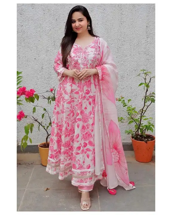 Printed pink dupatta set  uploaded by Wholesale big bazaar on 7/28/2023