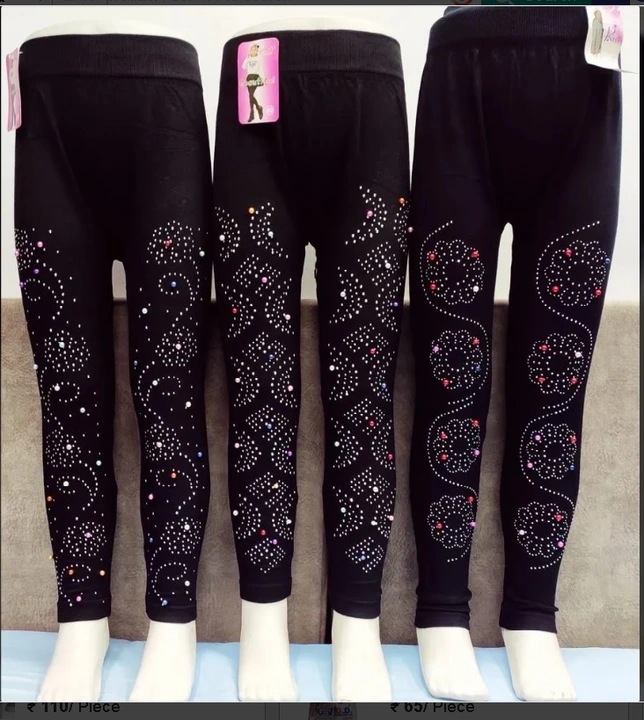 Kids Stone Work Black Modal Fabric Jeggings Size 60, 70, 80 uploaded by business on 7/28/2023
