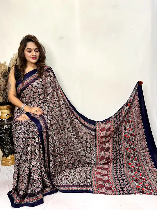 Modal silk ajrakh print saree uploaded by Arihant Bandhani's on 7/29/2023