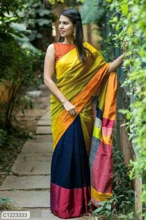Cotton silk saree with blouse COD available no extra charge 5 din ke andar available contact  uploaded by neha shop on 3/18/2021