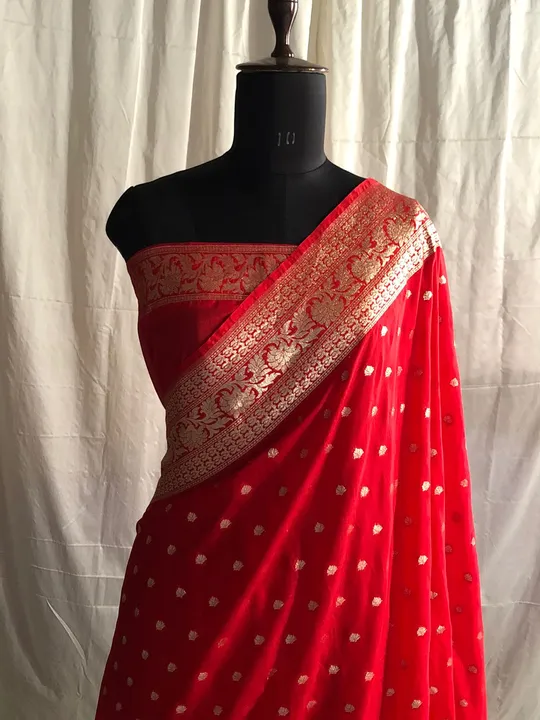 Red Georgette Banarasi Saree  uploaded by V'VERSE on 7/29/2023