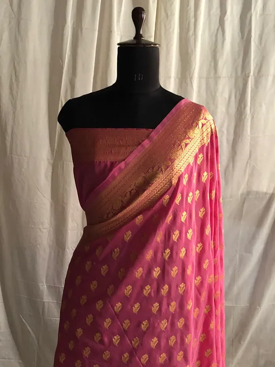 Pink Georgette Banarasi Handloom Saree  uploaded by V'VERSE on 7/29/2023