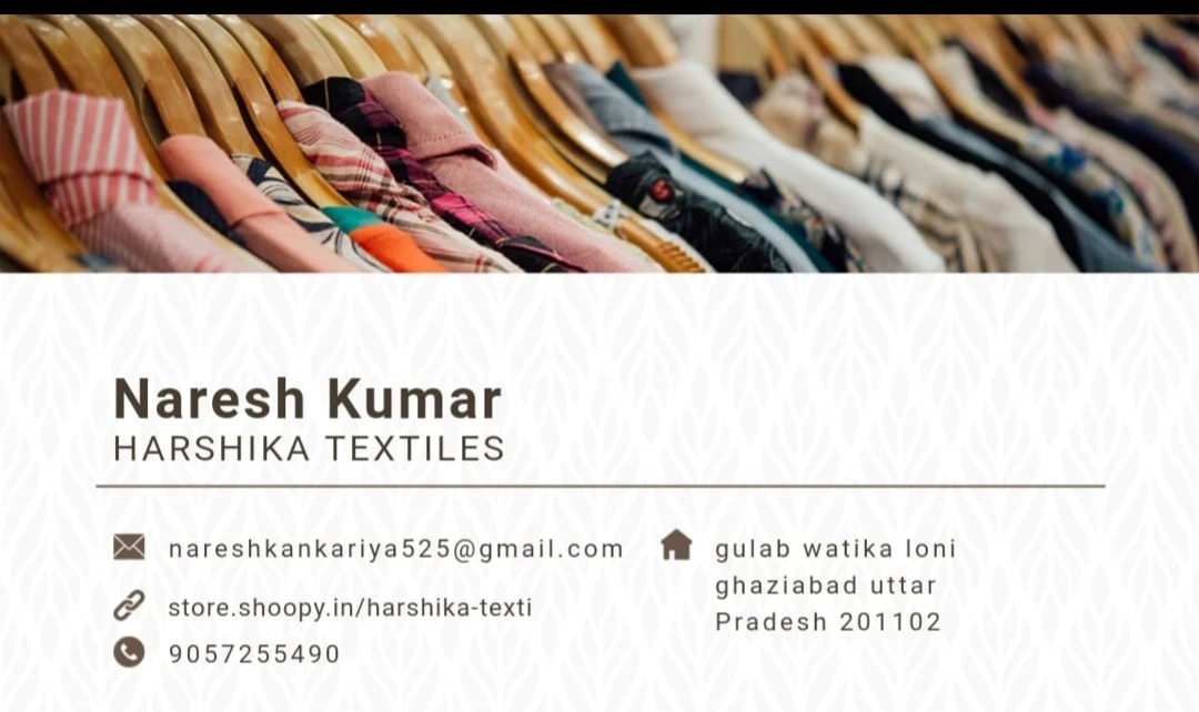 Visiting card store images of HARSHIKA TAXTILE 