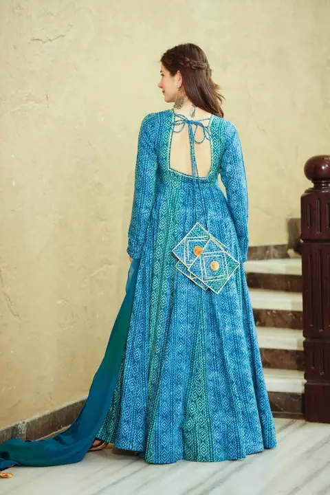 Sukhkarta Clothing Blue Bandhani Rayon Gown  uploaded by Sukhkrta clothing  on 7/29/2023