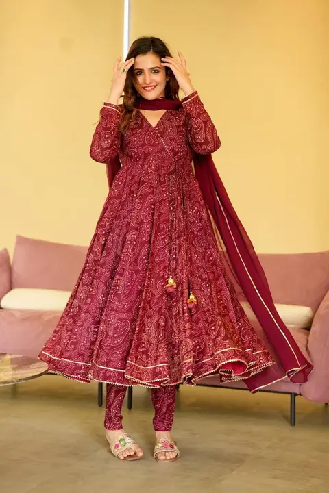 Sukhkarta Clothing Red Rayon Anarkali Gown  uploaded by Sukhkrta clothing  on 7/29/2023