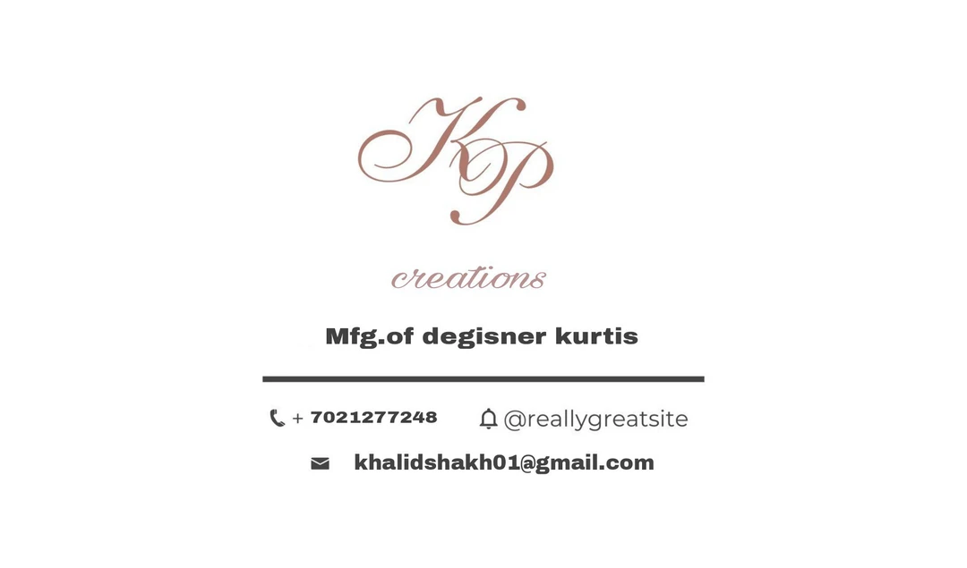 Visiting card store images of K.p creations