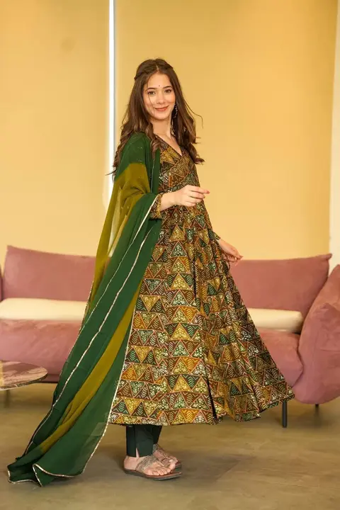 Sukhkarta Clothing Mehndi Rayon Gown  uploaded by Sukhkrta clothing  on 7/29/2023