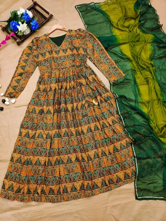 Sukhkarta Clothing Mehndi Rayon Gown  uploaded by Sukhkrta clothing  on 7/29/2023