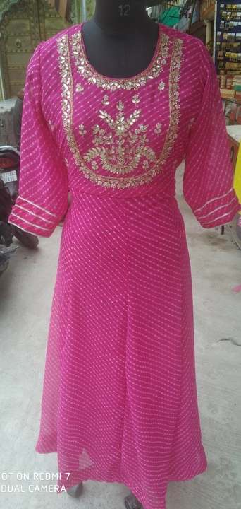 Lahriya mothda gawn with gota patti hand work  uploaded by satguru fashion on 7/29/2023