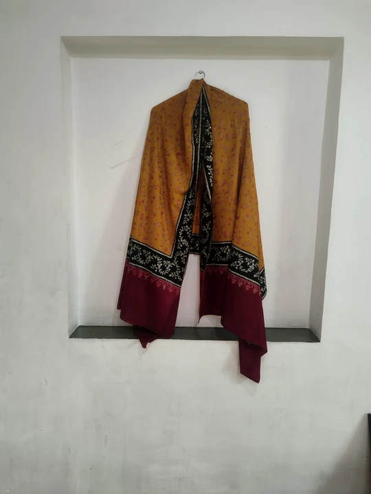 Orange pashmina shawl with beautiful handwork uploaded by business on 7/29/2023