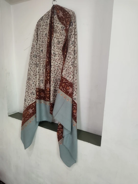 White Pashmina shawl with beautiful handwork uploaded by business on 7/29/2023