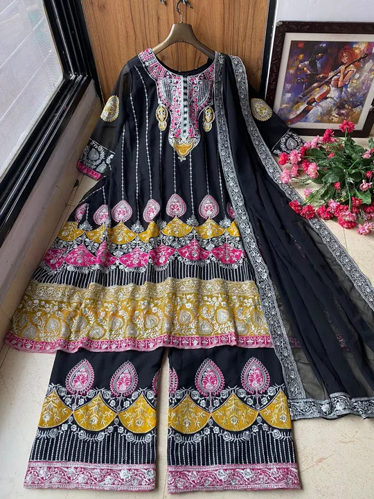 💫FANCY TOP WITH PLAZO AND DUPATTA ✨ (LC 1090) uploaded by Varun prints on 7/29/2023