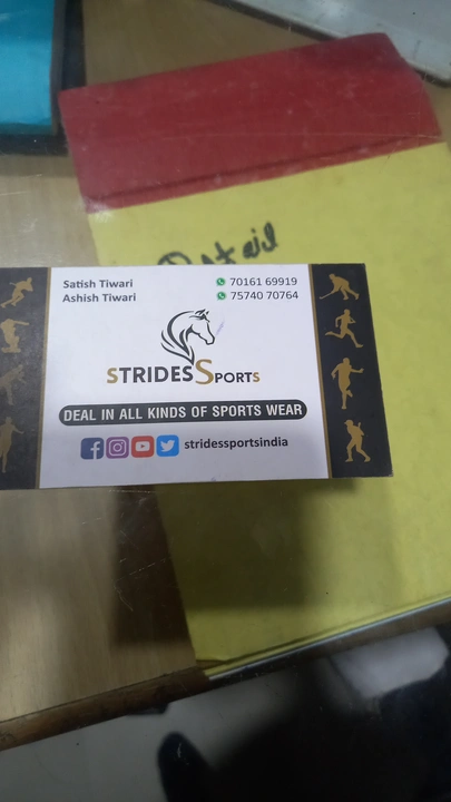 Visiting card store images of Strides Sports india
