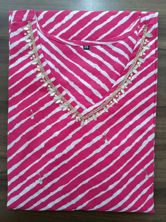 Straight Kurti Lahariya cotton print with gota Patti work 
 uploaded by M.R Fashion on 7/29/2023
