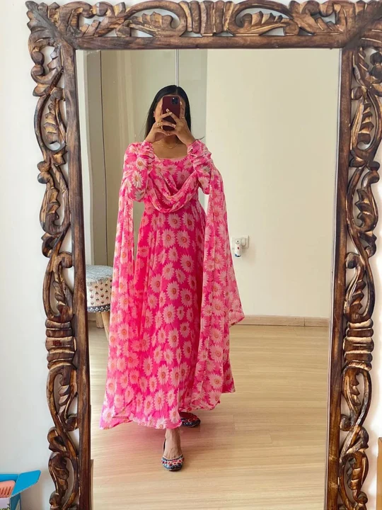 Sukhkarta Clothing Pink/ Orange Sunflower Suit uploaded by Sukhkrta clothing  on 7/29/2023