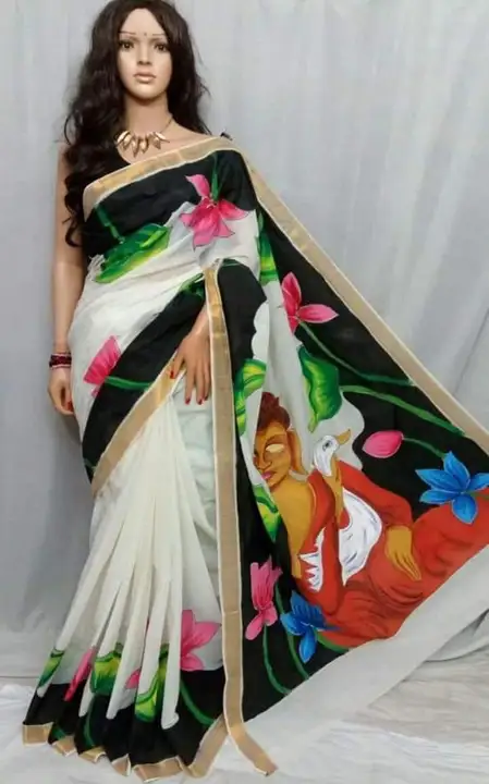 Kerala cotton hand print saree  uploaded by Matri Saree Center on 7/29/2023