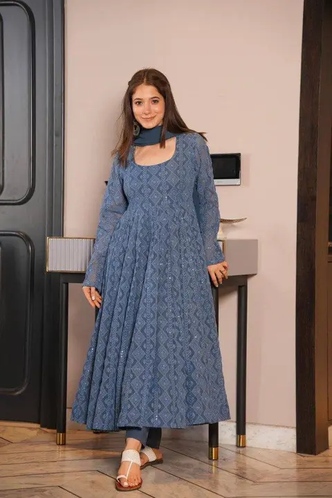 Sukhkarta Clothing Georgette Grey Embroidery Gown  uploaded by Sukhkrta clothing  on 7/30/2023